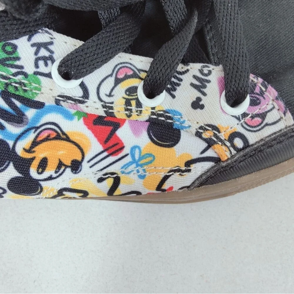 Rare Disney Mickey Mouse Multicolor Doodle High Top Sneakers, Sz 4